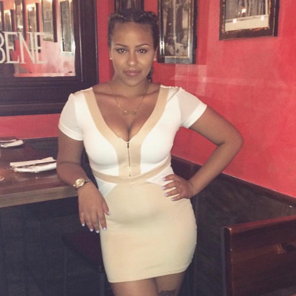 White & Beige Mini Dress